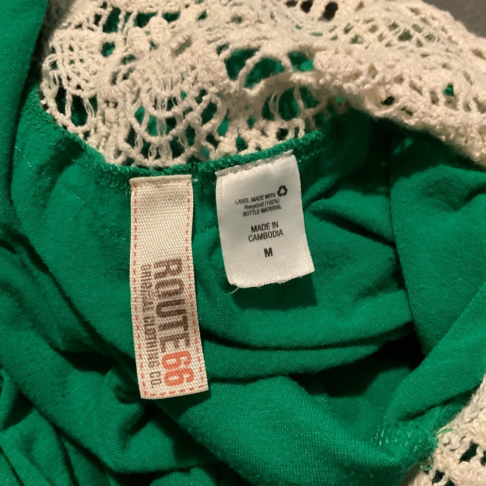 Vintage Route 66 women’s Vibrant Green Maxi Dress with white lace size M - Picture 4 of 6